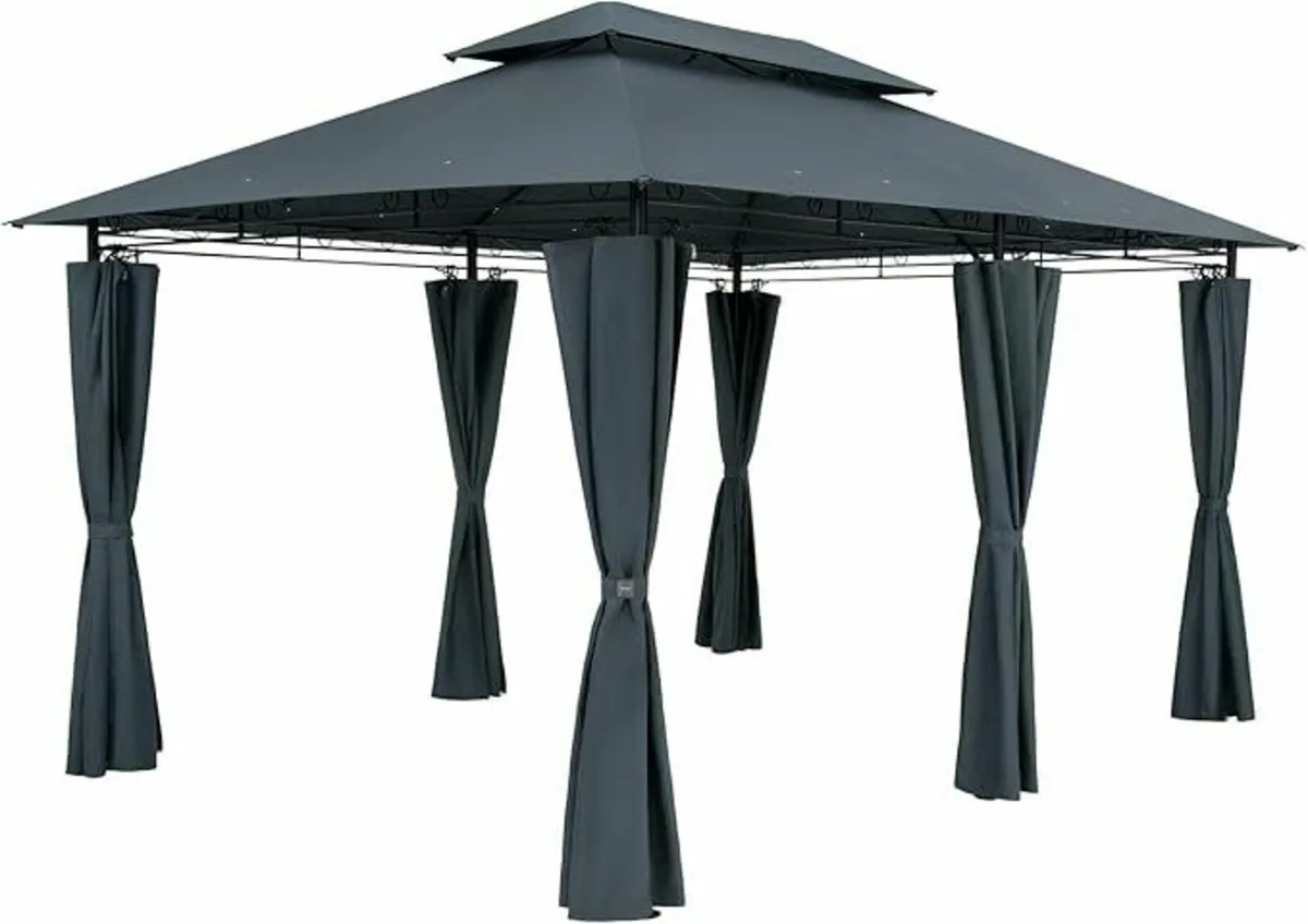 3x4m Garden Gazebo with Curtains – Water-Repellent - Image 1