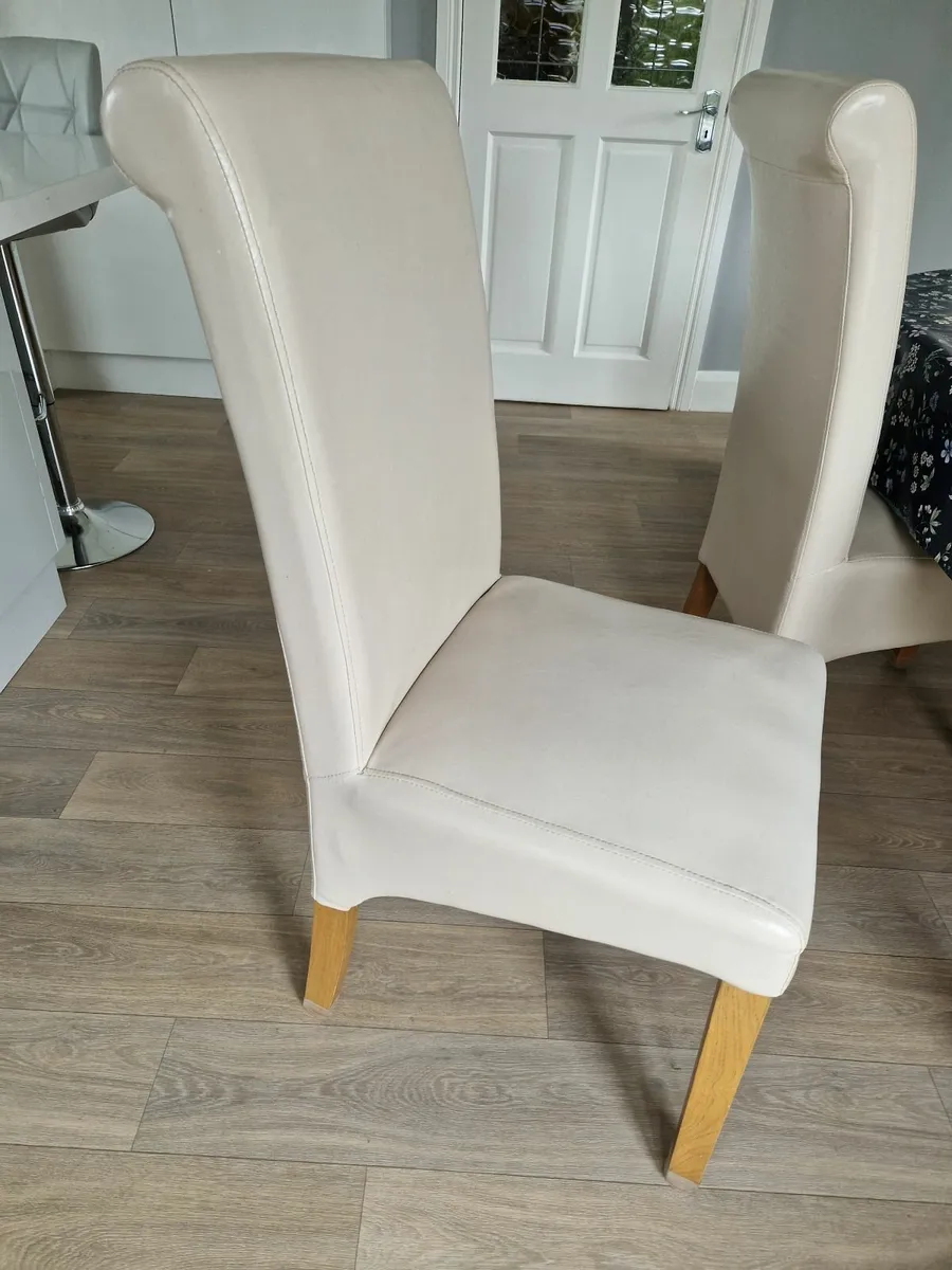 6 Cream leather dining chairs - Image 2