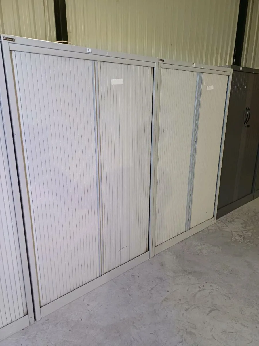 1.65m Triumph Light Grey Tambour Cabinet - Image 1