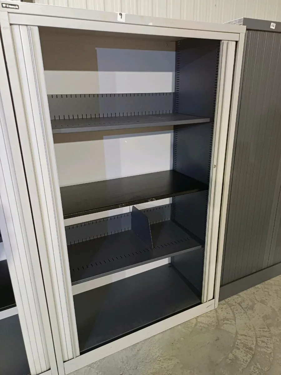 1.65m Triumph Light Grey Tambour Cabinet - Image 3