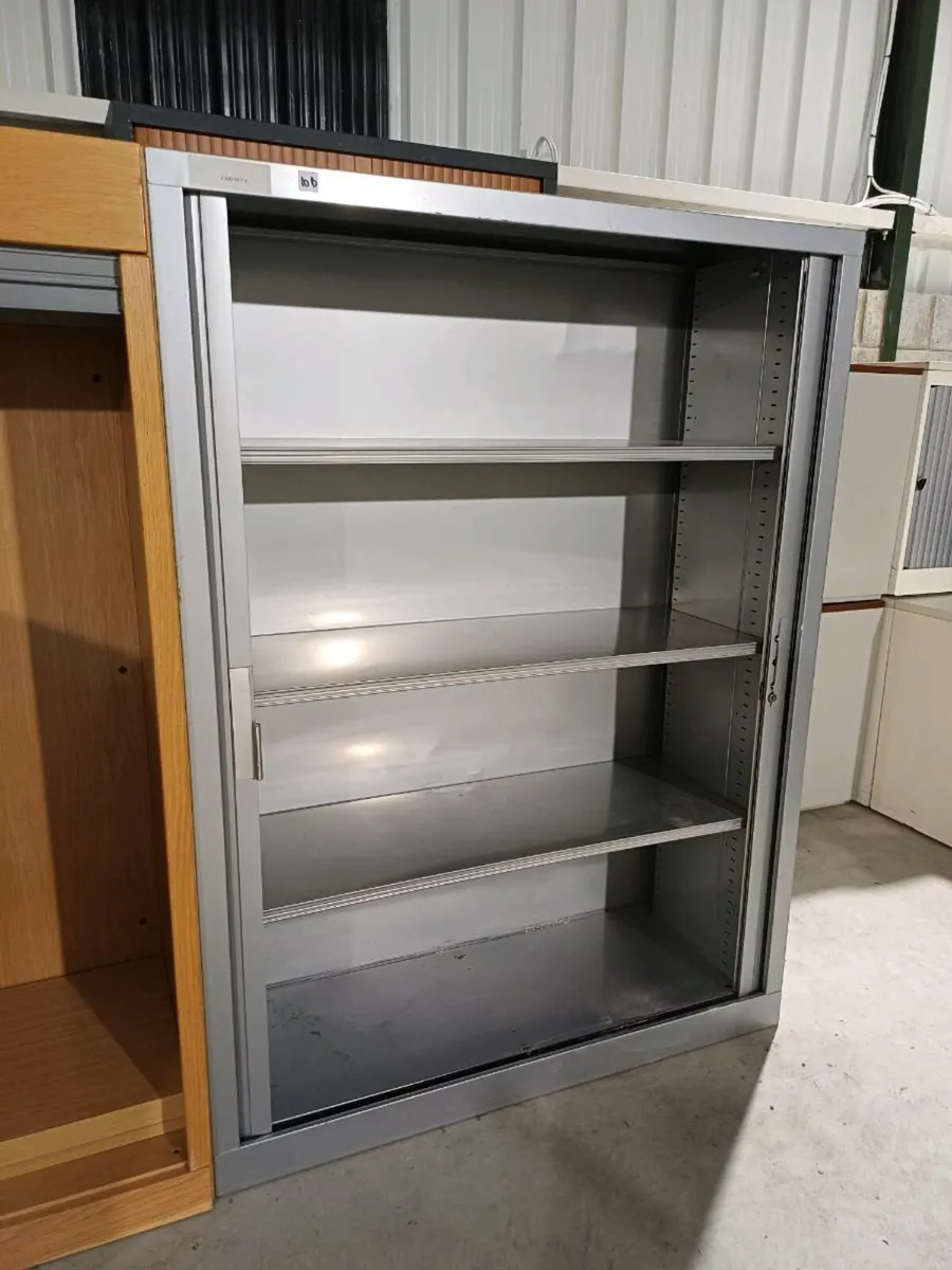 1.62m Silver Tambour Steel Cabinet - Image 2