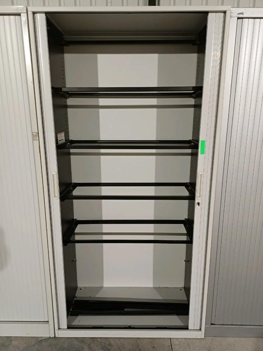 2meter High Light Grey Tambour Cabinet - Image 2