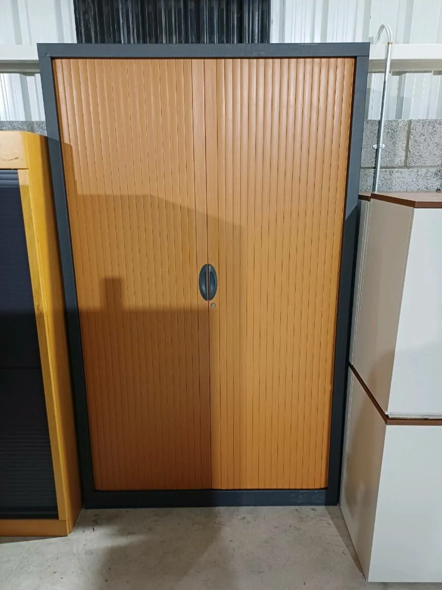 2 Meter High Tambour Cabinet Brown Doors - Image 1