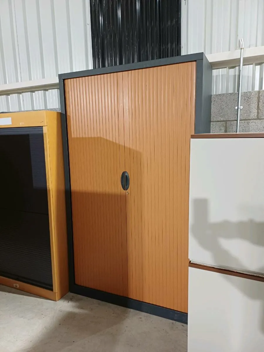 2 Meter High Tambour Cabinet Brown Doors - Image 2