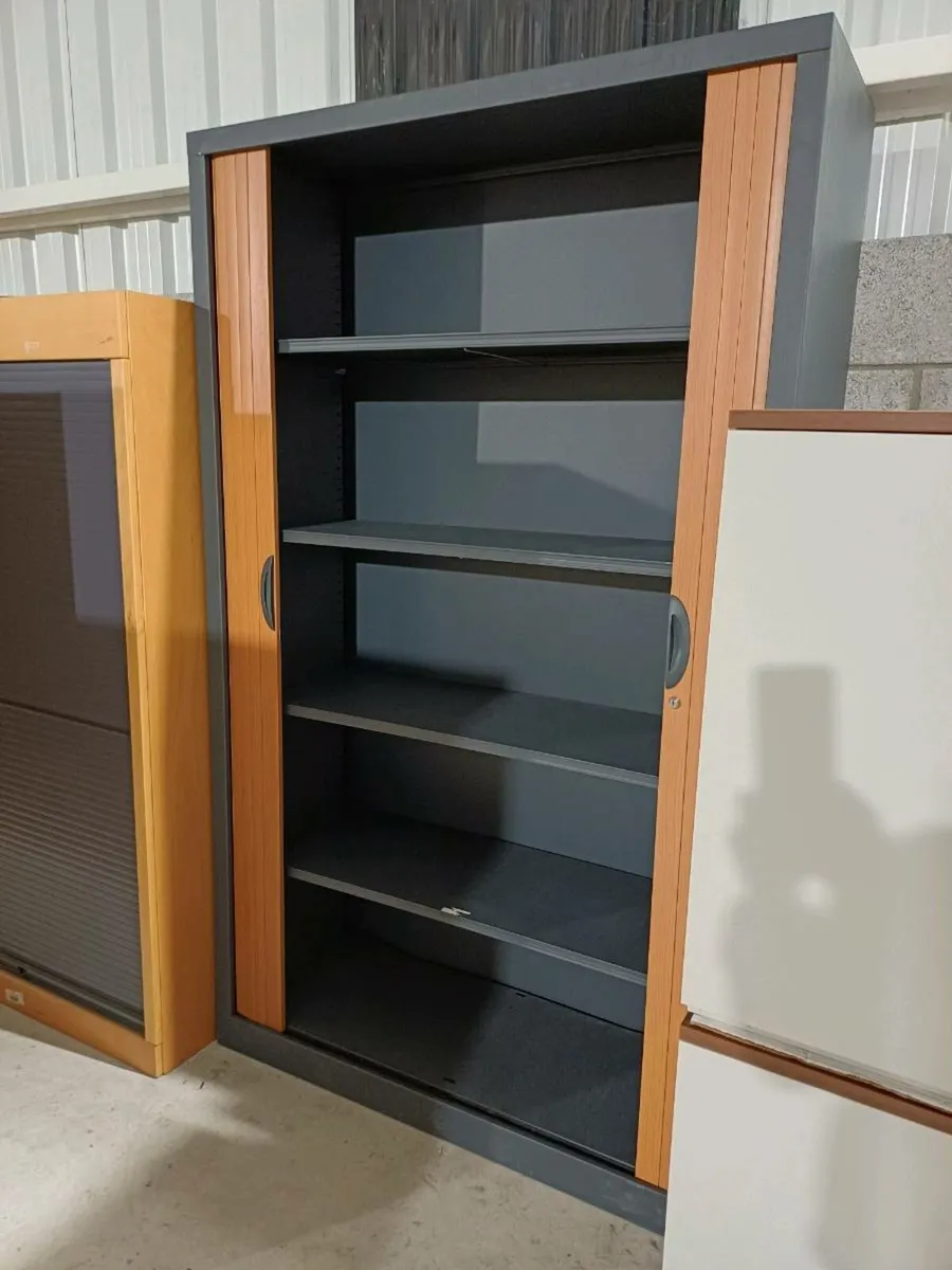 2 Meter High Tambour Cabinet Brown Doors - Image 3