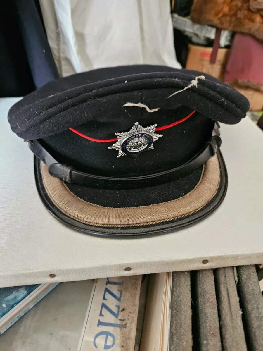 Vintage Fire Mans Peaked Cap - Image 1