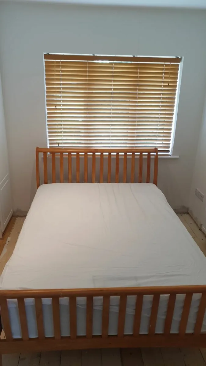 Double Oak bed frame with new matress