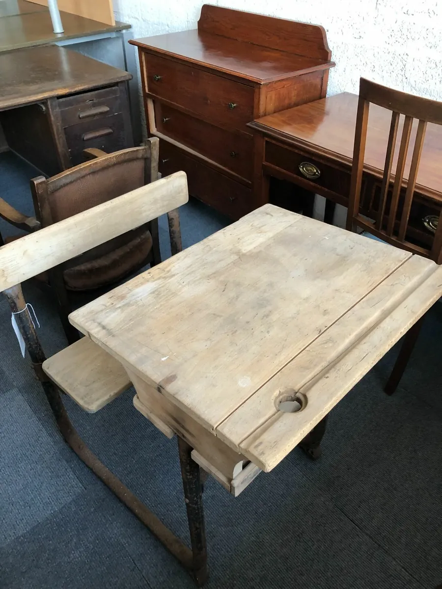 Antique School Desk and Chair - £50 + VAT - Image 1