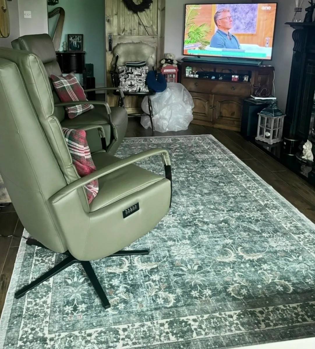 6 x 9 green washable area rug - Image 1
