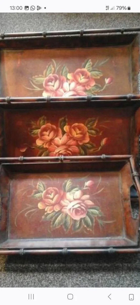 Set of 3 large vintage trays - Image 3