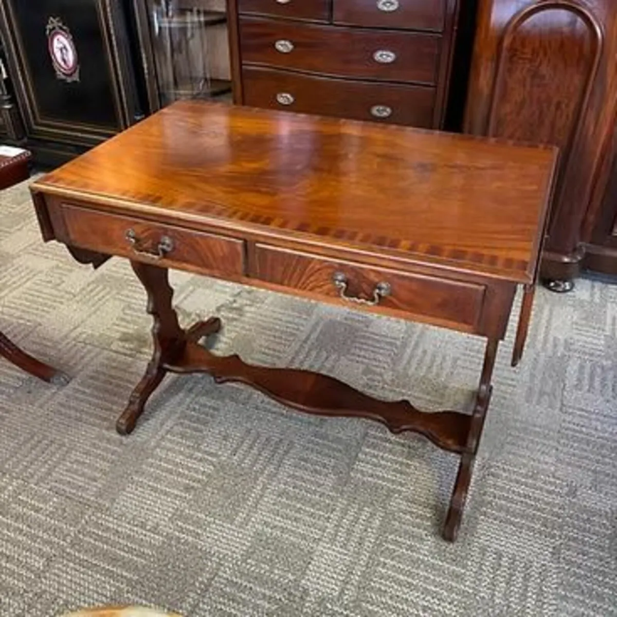 Beautiful mahogany drop leaf / writing console tab