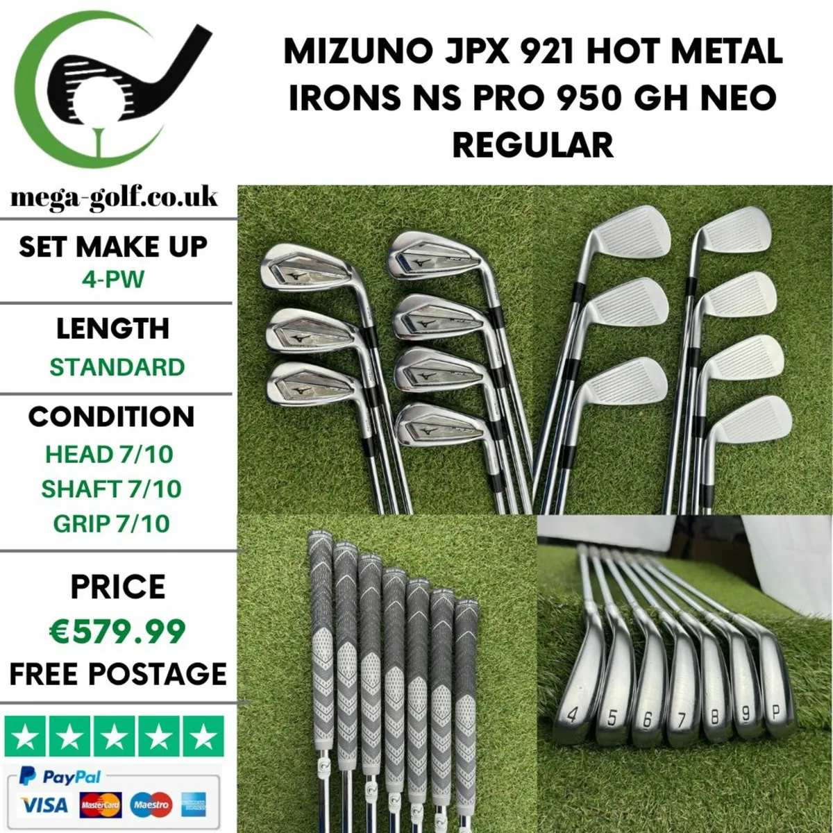 MIZUNO JPX 921 HOT METAL IRONS / 4-PW / REGULAR - Image 1