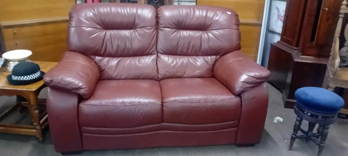 Real Leather Two Seat Sofa