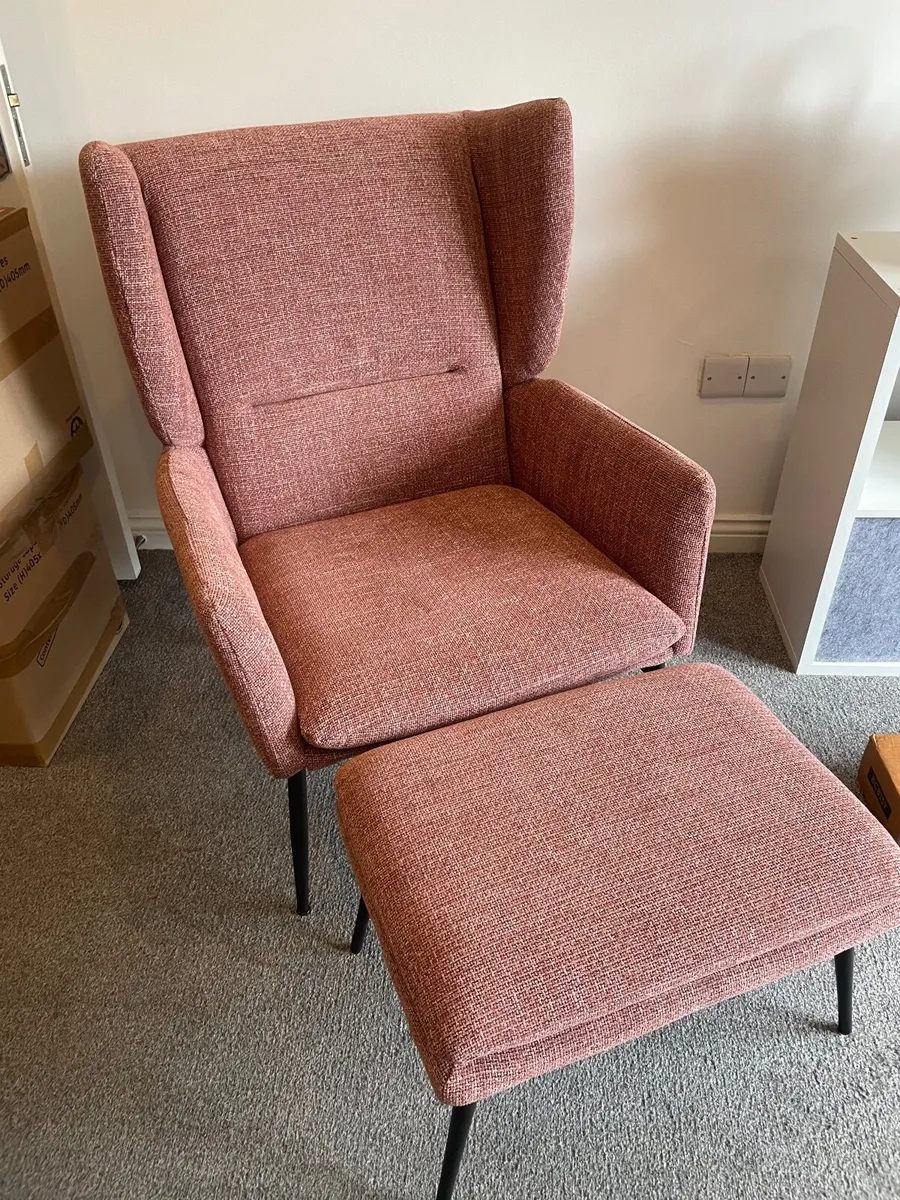 chair and footrest and small cube bookcase plus - Image 2