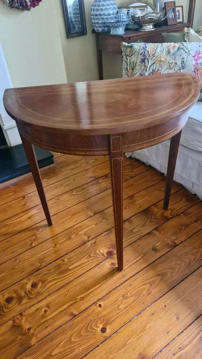 Half moon mahogany hall table