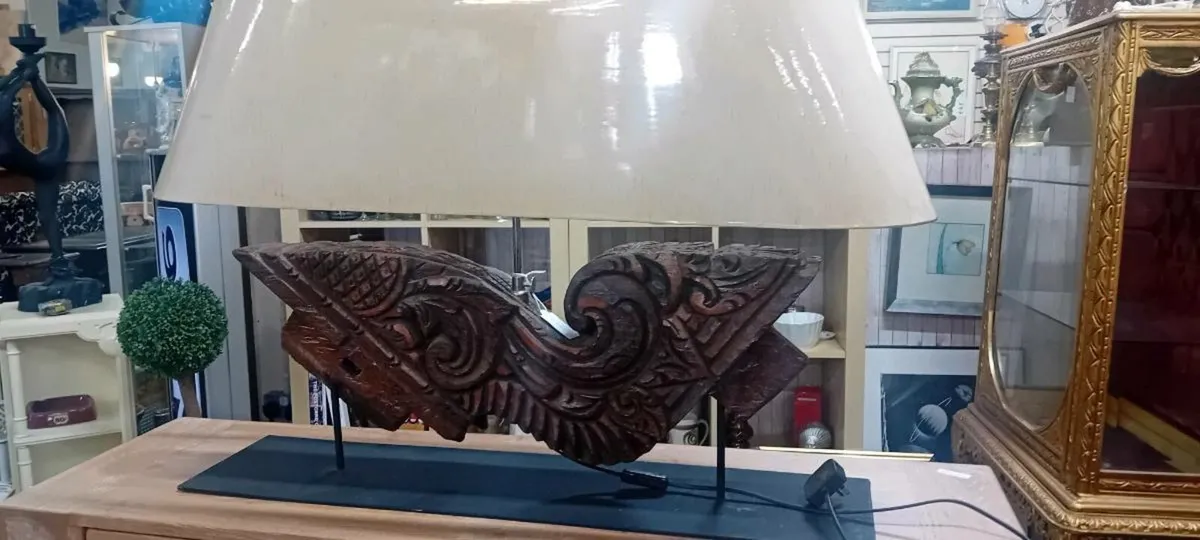 Indonesian Antique Salvaged Wood Table Lamp - Image 1