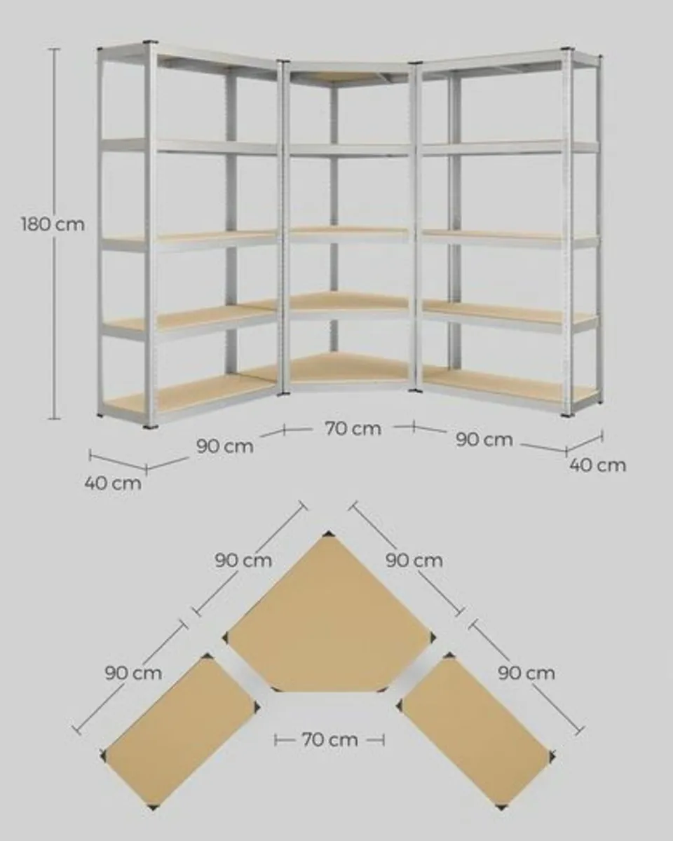 Heavy duty Corner Shelf Set with 5 Tiers 2625 kg - Image 3