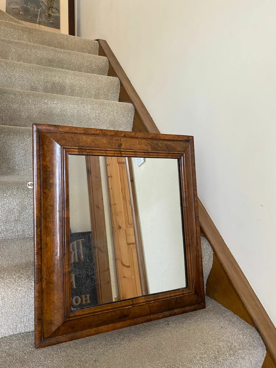 Vintage walnut veneer cushion mirror  *DELIVERY - Image 1