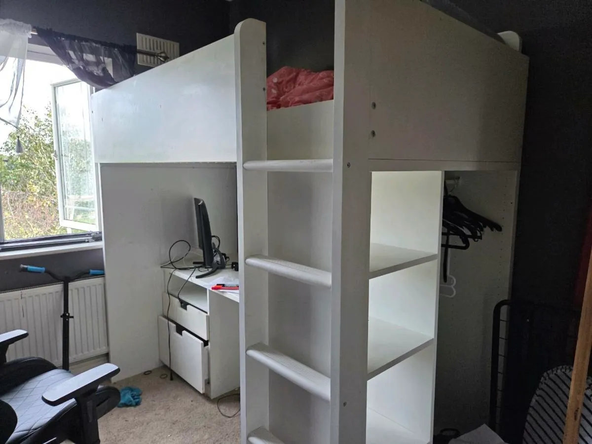 Bed with desk build in wardrobe - Image 1