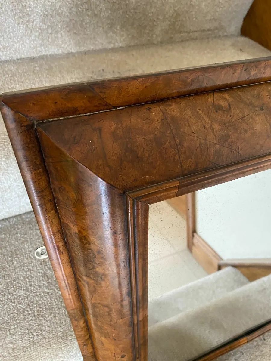 Vintage walnut veneer cushion mirror  *DELIVERY - Image 2