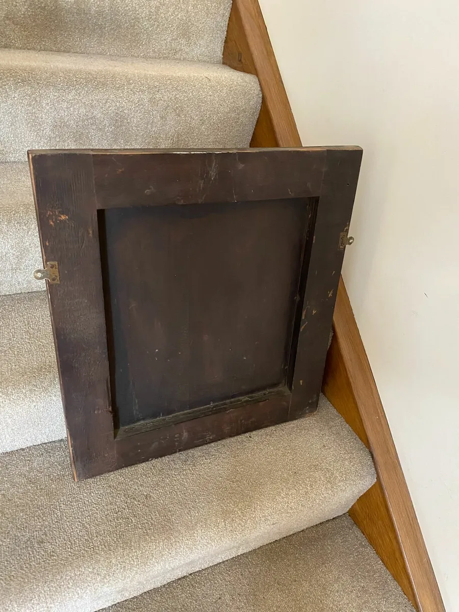 Vintage walnut veneer cushion mirror  *DELIVERY - Image 3