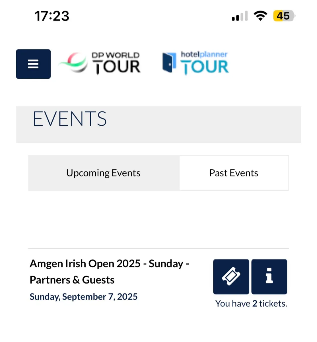 1 ticket Irish Open Sunday Sept 7th