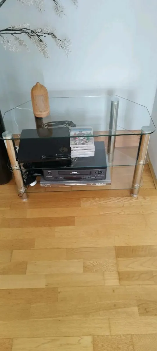 Glass TV stand for sale. - Image 2