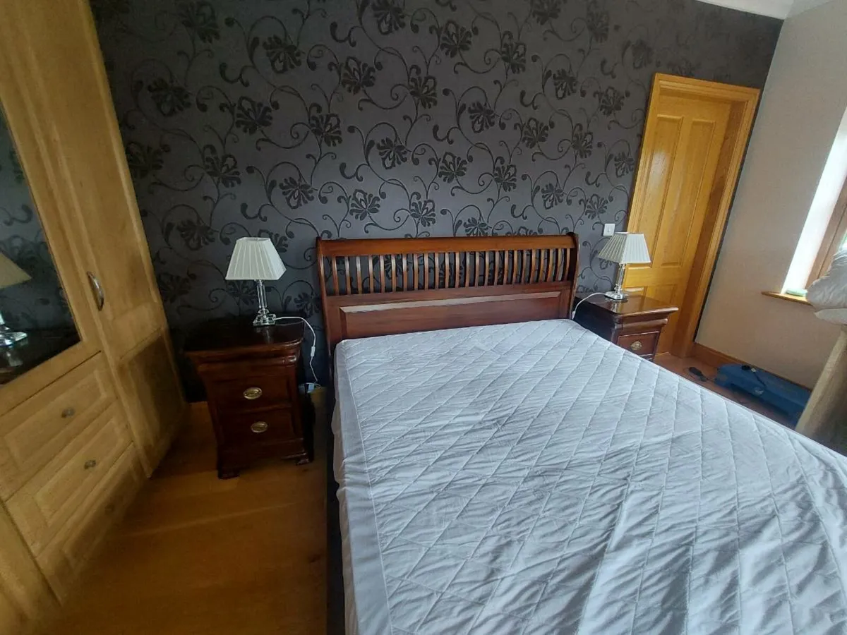 Mahogany Sleigh Bed with Lockers - Image 1