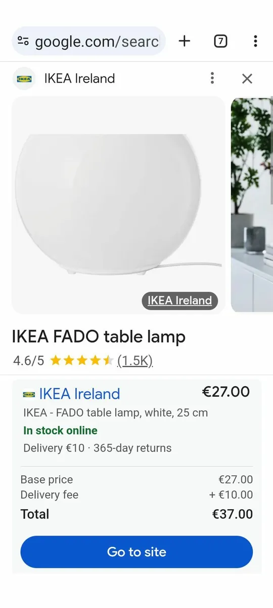 Ikea dome table lamp with inline switch - Image 1