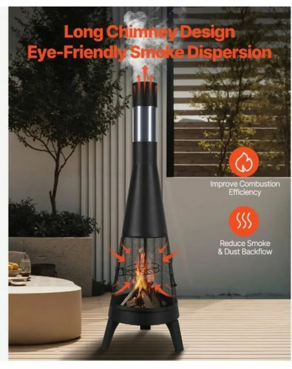 20 In Chiminea Outdoor Wood Burning - Image 2