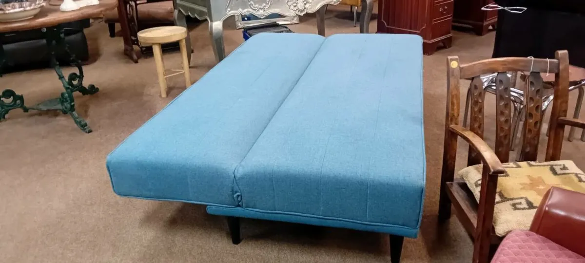 Modern Blue Fabric Sofa Bed - Image 2