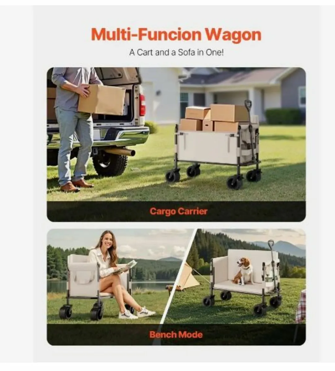 Foldable Wagon Cart Converts to Bench - Image 3