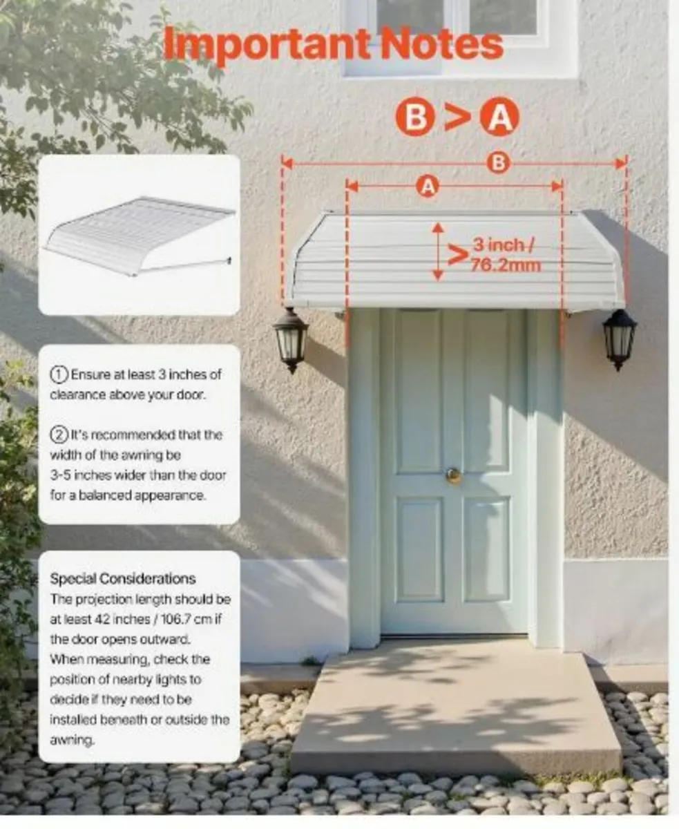 Window Awning Door Canopy 40x42 in Aluminum - Image 2