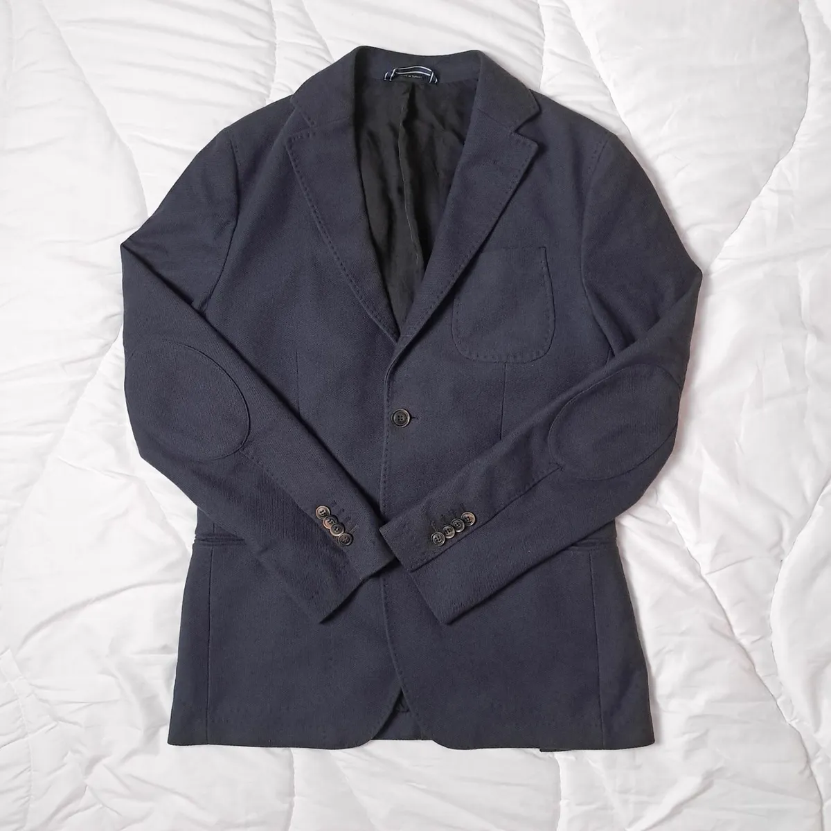 Massimo Dutti Navy Blazer Mens Elbow Patches 48 - Image 1