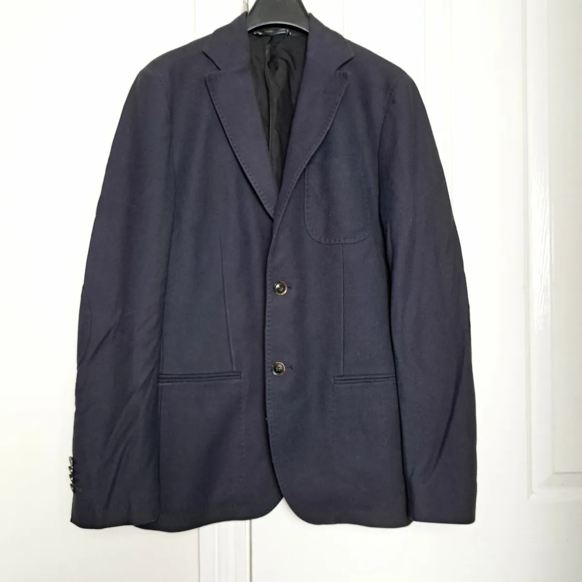 Massimo Dutti Navy Blazer Mens Elbow Patches 48 - Image 2