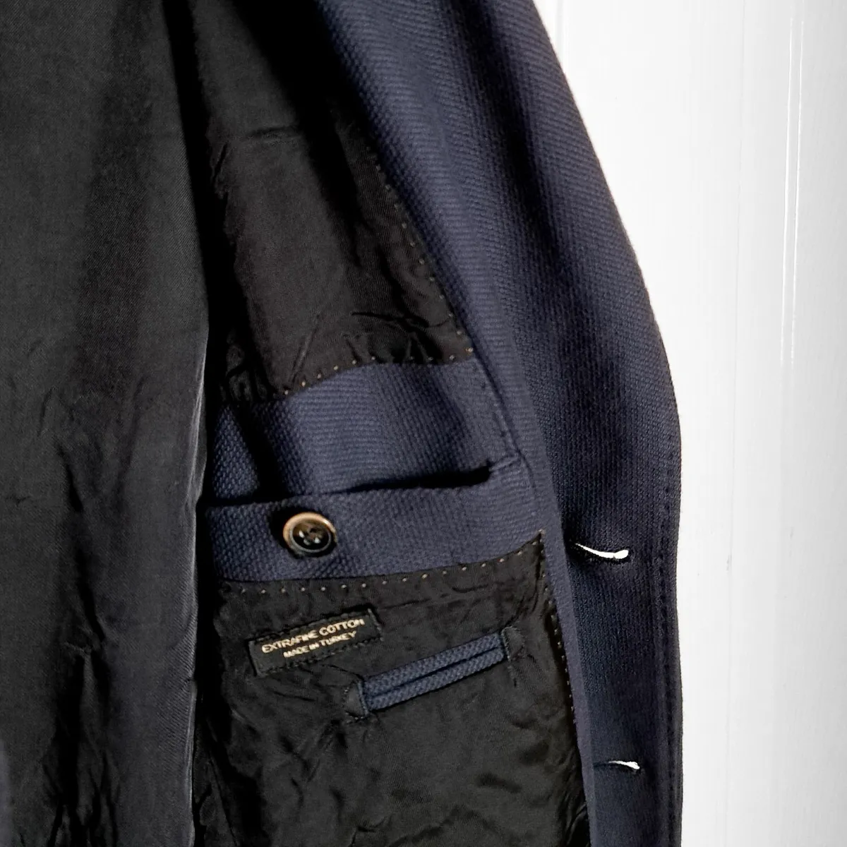 Massimo Dutti Navy Blazer Mens Elbow Patches 48 - Image 4