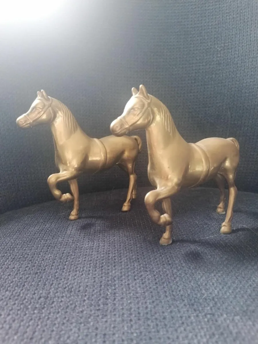Pair of Antique Brass Horse Sculptures – 1930s - Image 1