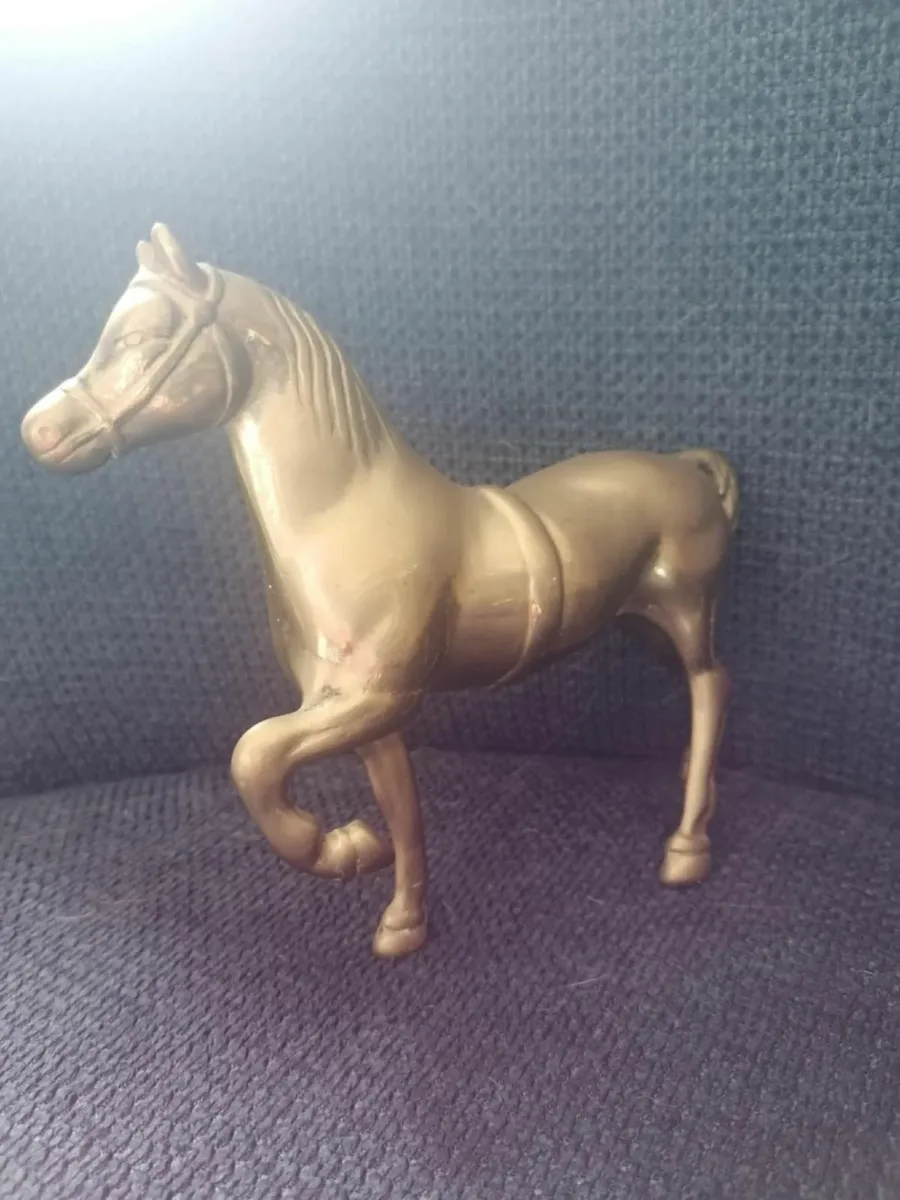 Pair of Antique Brass Horse Sculptures – 1930s - Image 3