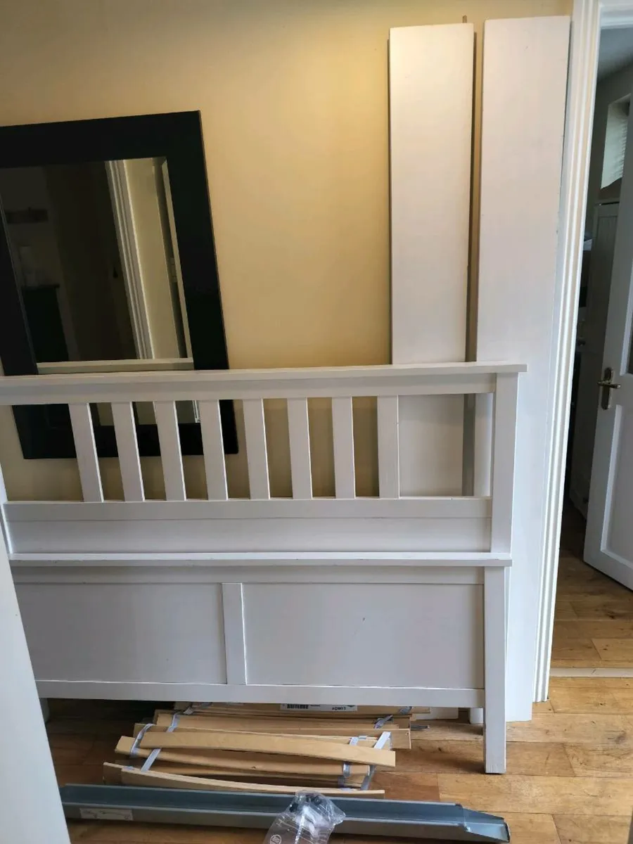 King size bed frame Hemnes white - Image 1