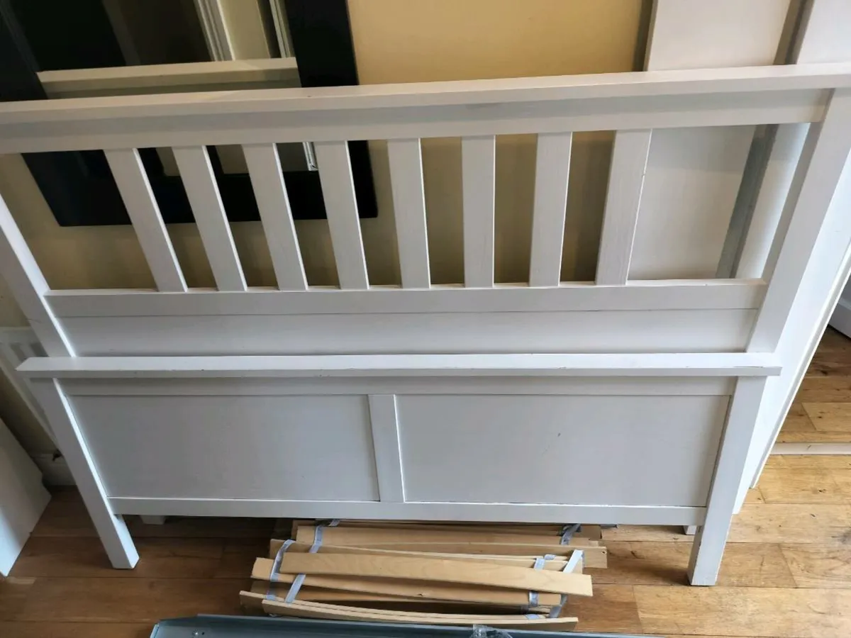 King size bed frame Hemnes white - Image 2