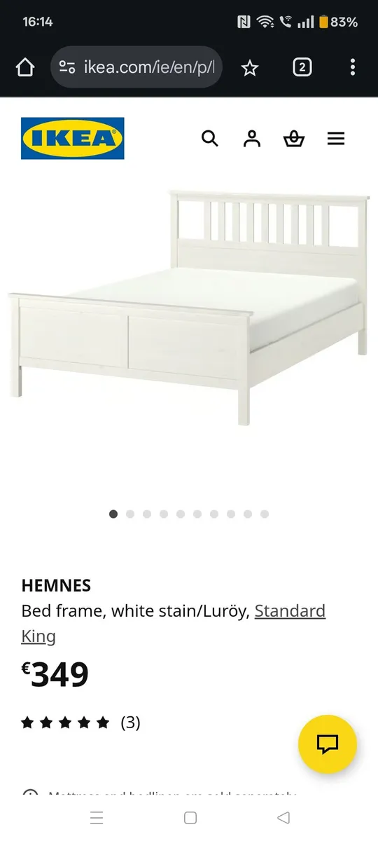 King size bed frame Hemnes white - Image 3