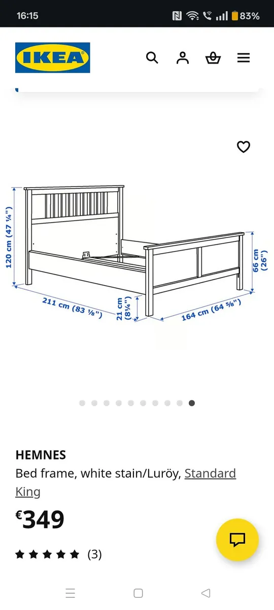 King size bed frame Hemnes white - Image 4