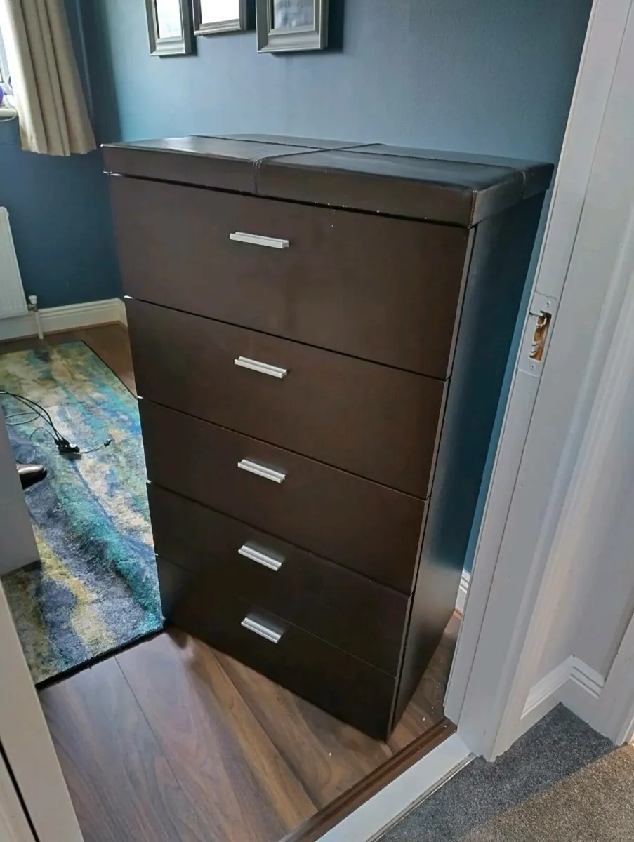5 drawer tall boy chest of drawers - Image 1