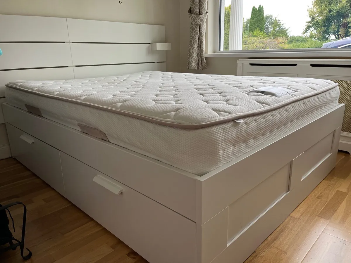 IKEA Brimnes King Bed, Headboard and Mattress - Image 3