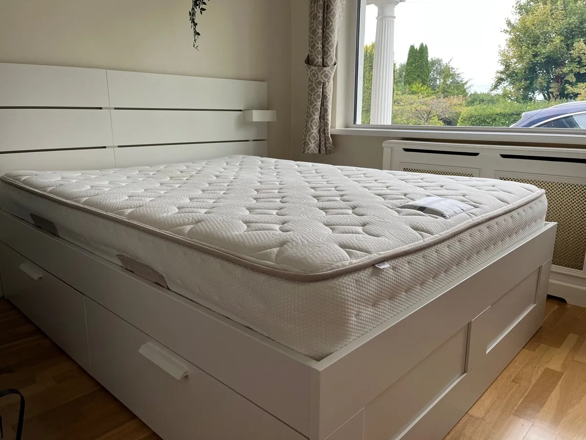 IKEA Brimnes King Bed, Headboard and Mattress - Image 4