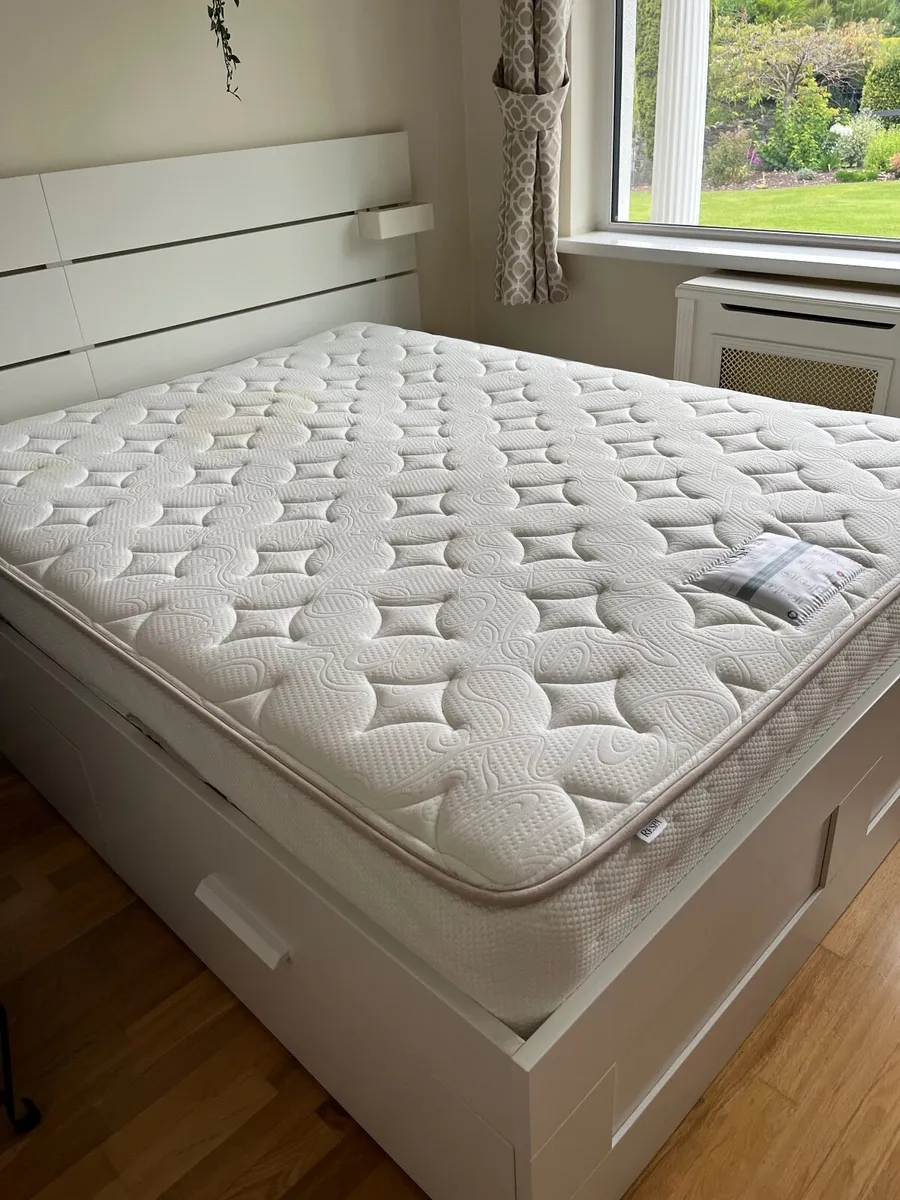 IKEA Brimnes King Bed, Headboard and Mattress - Image 1