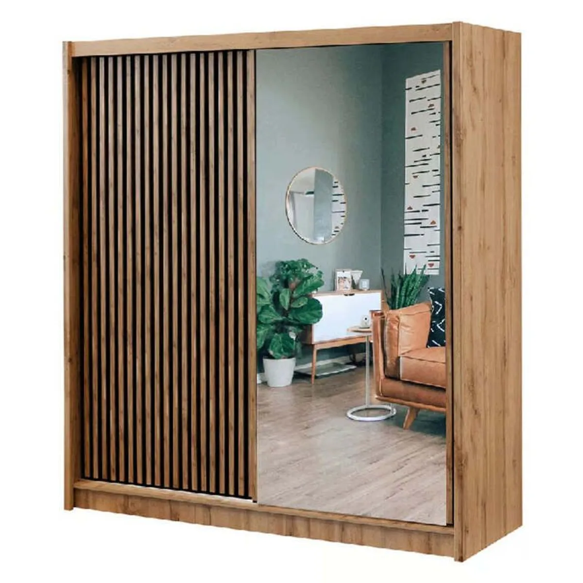 Brand new London Wotan Oak Slicing Wardrobe 2m wide.  cost 1020 - Image 1