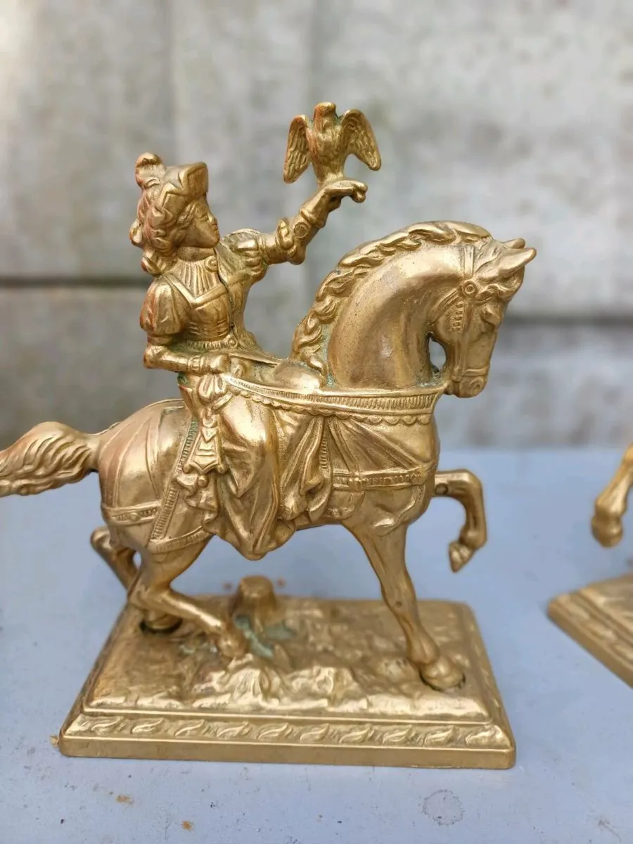 1940s Brass Horsemen Bookends - Image 3