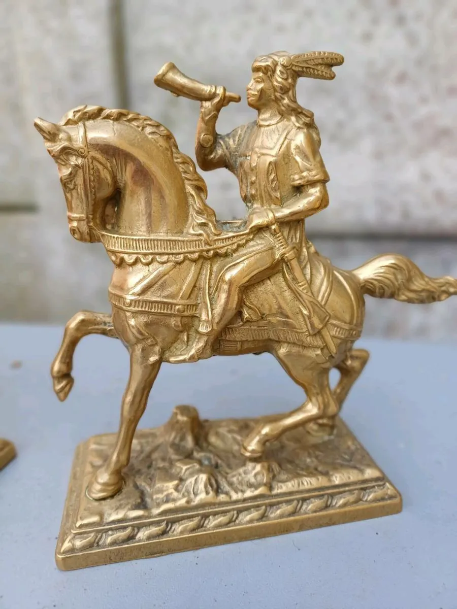 1940s Brass Horsemen Bookends - Image 4