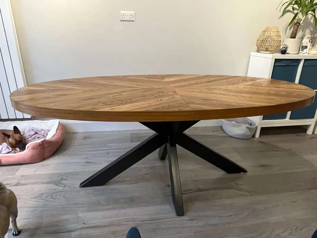 Rustic Oak Oval Dining Table - Image 4
